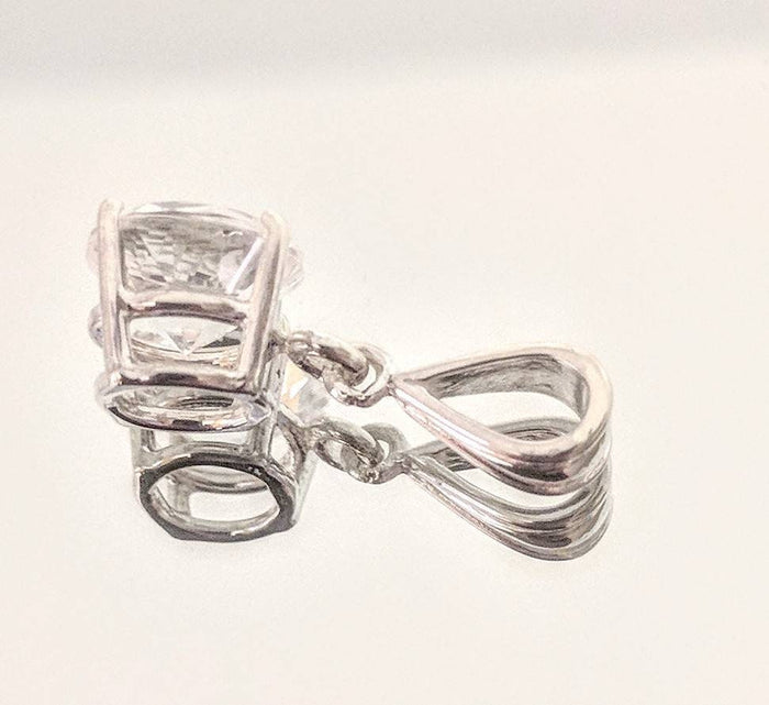 Solid Sterling Silver or Solid 14kt White, Yellow, and Gold Gold Natural White Sapphire 5-8mm Round Dangle Pendant Solitare VVS