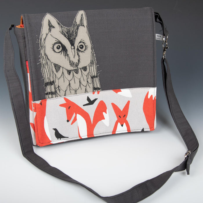 Square Owl and Fox Messenger Bag