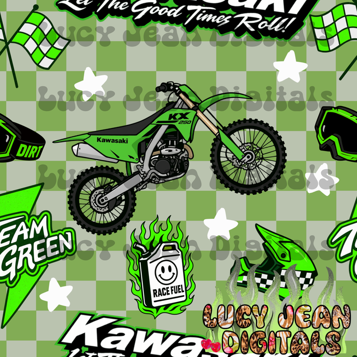 Team green Checkered dirtbike Seamless File