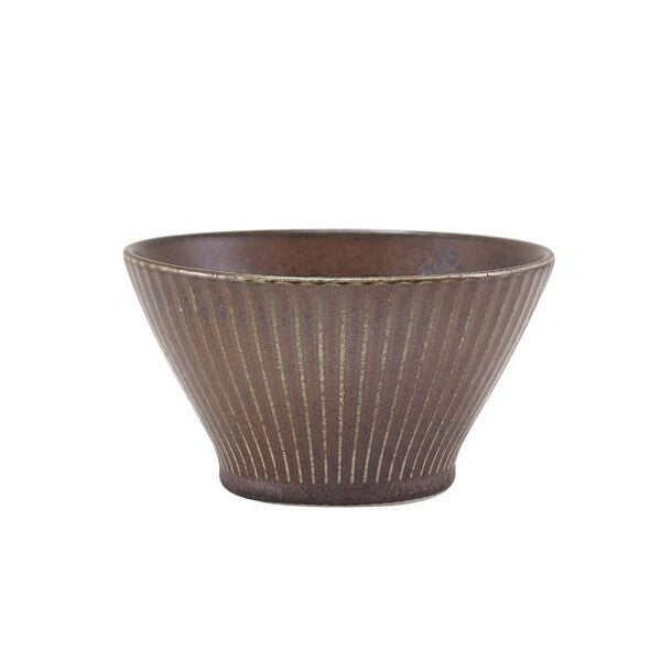 Terra Porcelain Fluted Conical Bowl 13cm Black (Box Of 6)