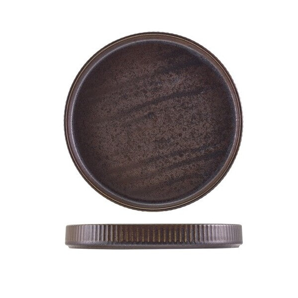 Terra Porcelain Fluted Presentation Plate 26cm Black (Box Of 6)