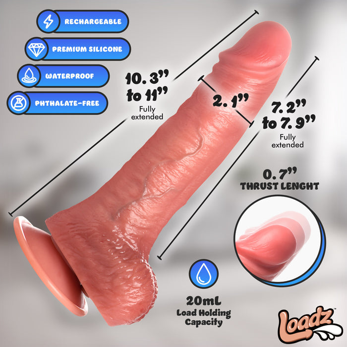 Suction cup base on Loadz dildo mounted to smooth surface for stable
hands-free shower or bath use