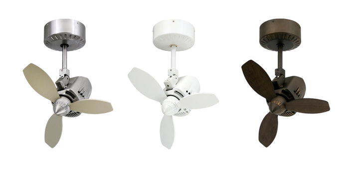 Mustang Ceiling Fan shown in three colors