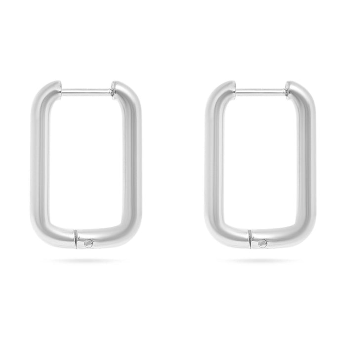 18K Gold PVD Rounded Rectangle Everyday Huggie Earrings: Gold