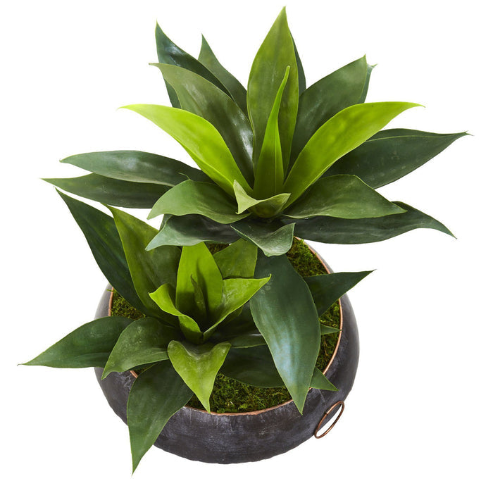 21” Agave Artificial Plant in Metal Bowl