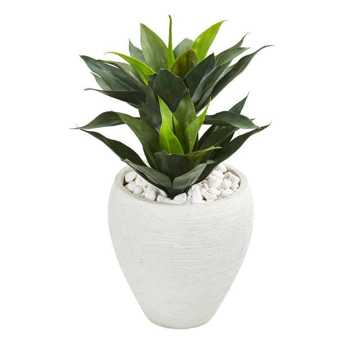 26” Double Agave Artificial Plant in White Planter