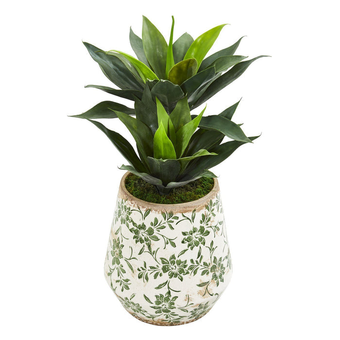 27” Double Agave Artificial Plant in Decorative Planter