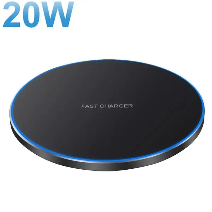 a close up of a wireless charger on a white background
