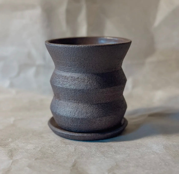 4” Dark Brown Angled Planter