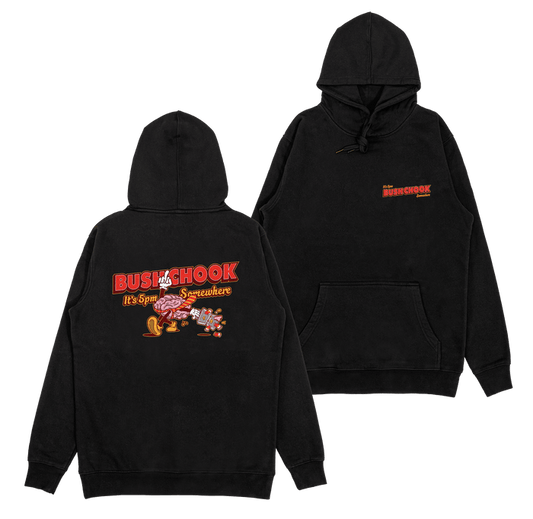 5pm Somewhere Hoodie Black Hoodie Bush Chook