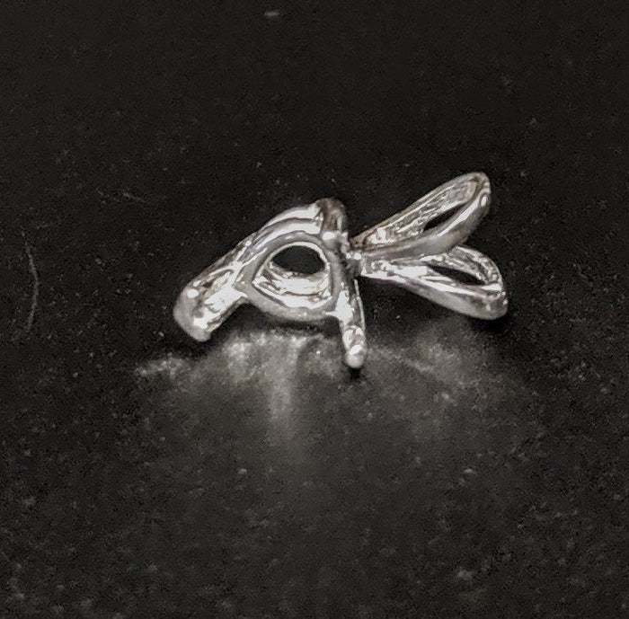925 Solid Sterling Silver 5-8mm Heart 3 Prong Pendant Setting, New, Made in USA 161-030/141-030