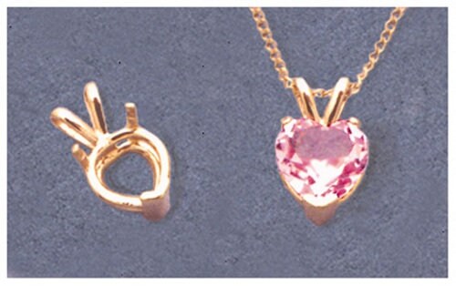 925 Solid Sterling Silver 5-8mm Heart 3 Prong Pendant Setting, New, Made in USA 161-030/141-030