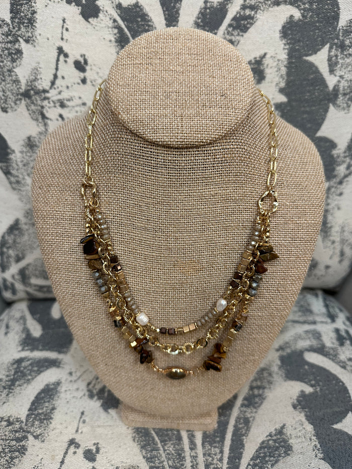 Beaded Gold Necklace