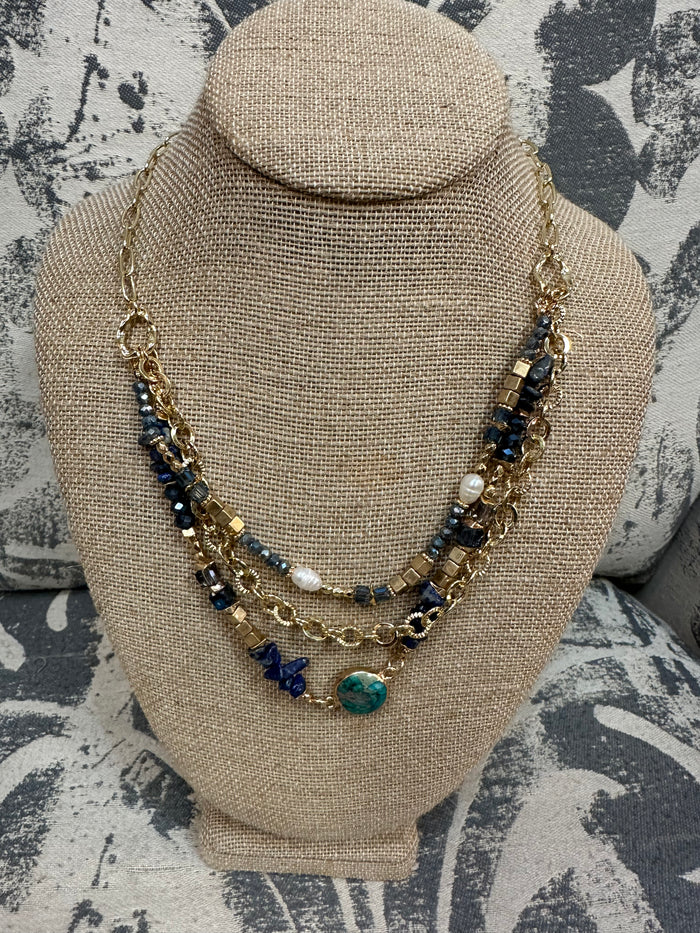 Beaded Gold Necklace