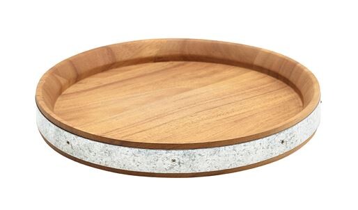 Acacia Wood Zinc Banded Serving Board 24cm x 2.8cm