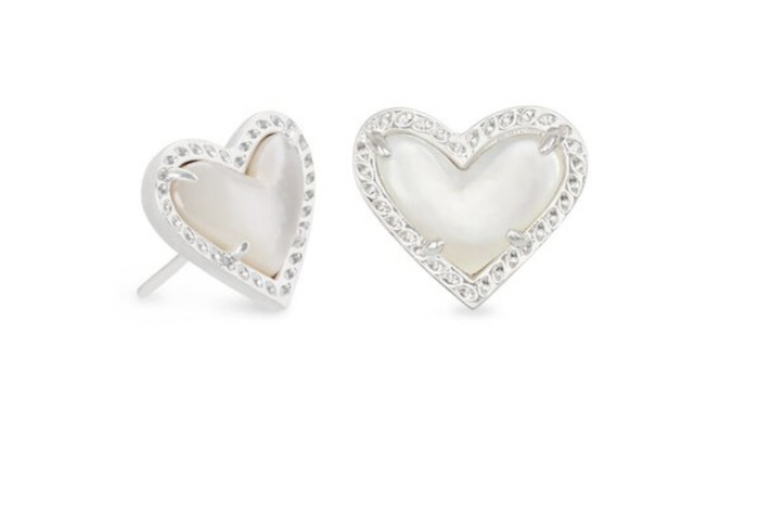 Ari Heart Rhod Ivory MOP Stud Earring Kendra Scott