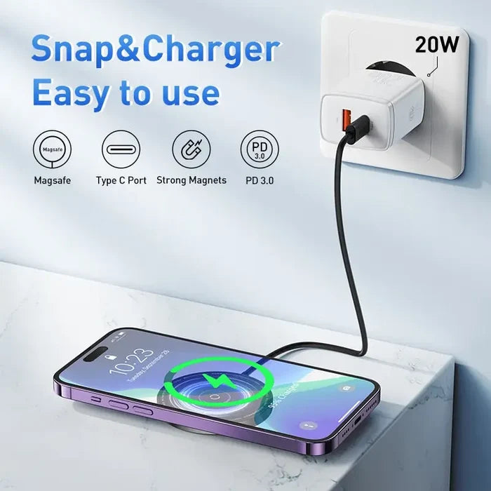 a white phone charging station with a charger attached to it