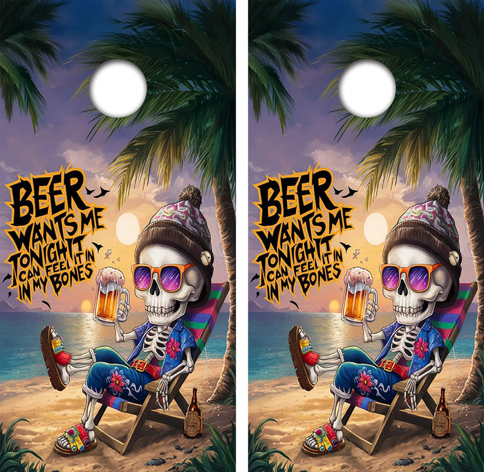 Beer Skeleton Cornhole Design