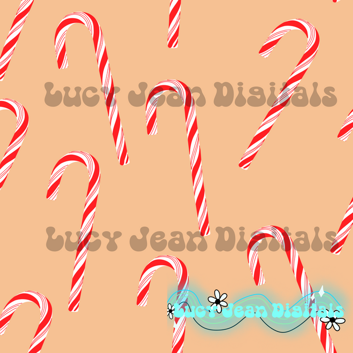 Beige Candy Cane Christmas Seamless File