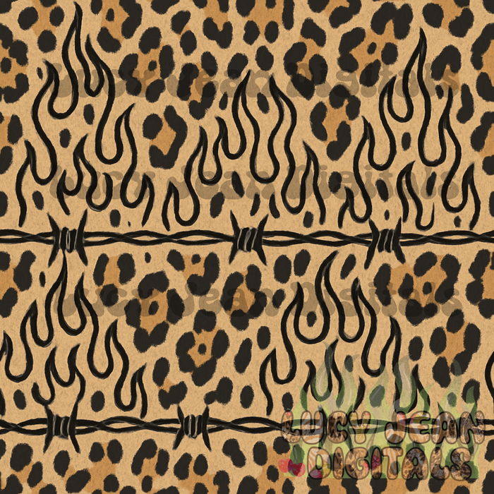 Beige Cheetah Barbed Wire Seamless File