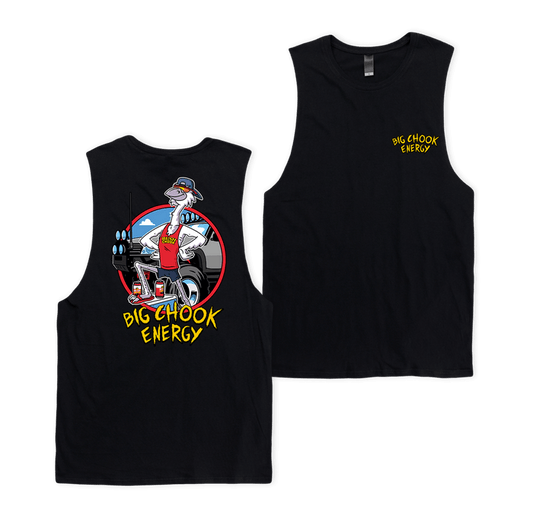 Big Chook Energy Muscle Tee Black Muscle Bush Chook