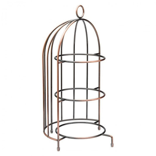 Birdcage Plate Stand Aged Copper 37cm To Hold 3 X 23Cm Plates