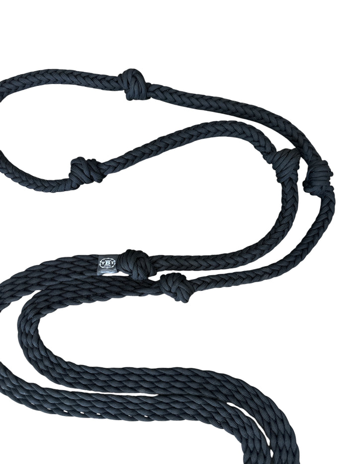 Black  Barrel Reins, Round with grip knots
