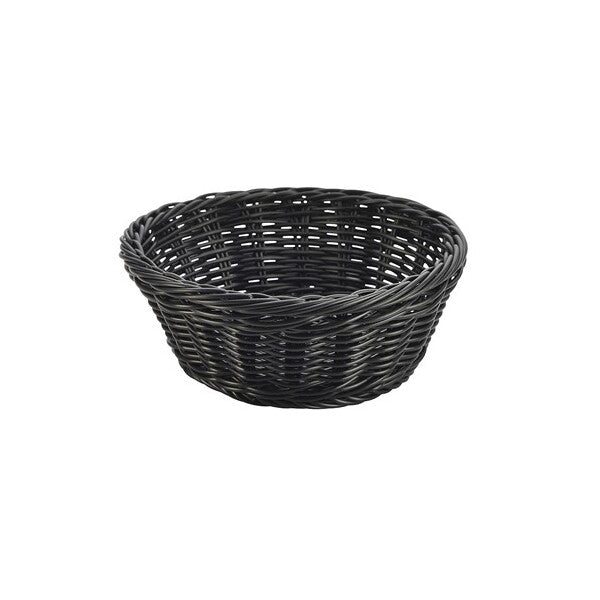 Black Round Polywicker Basket 21cm Dia x 8cm (Box Of 6)