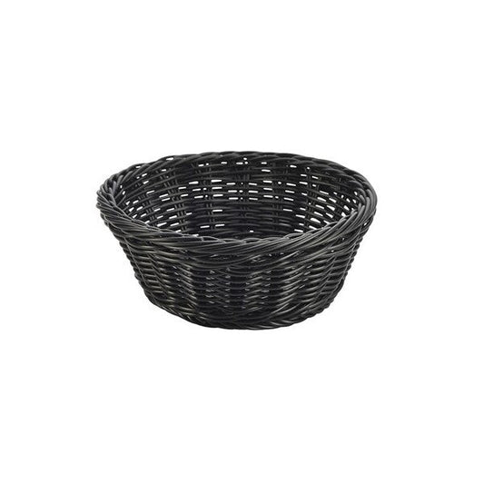 Black Round Polywicker Basket 21cm Dia x 8cm (Box Of 6)
