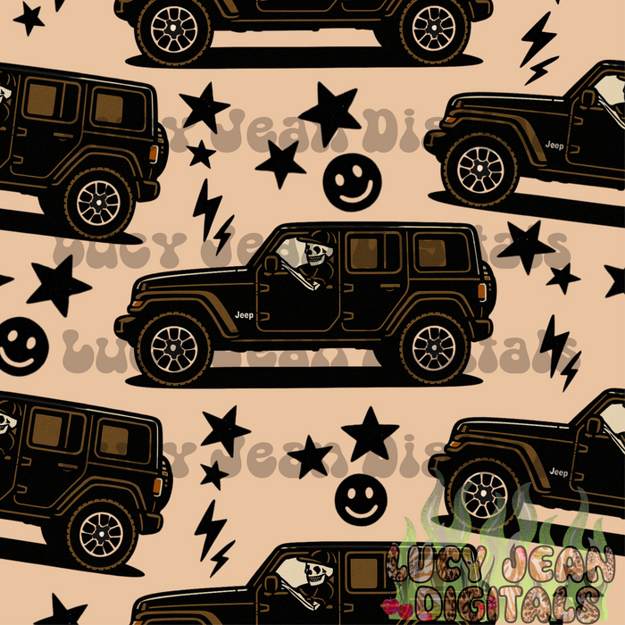 Black Skeleton Car Seamless File