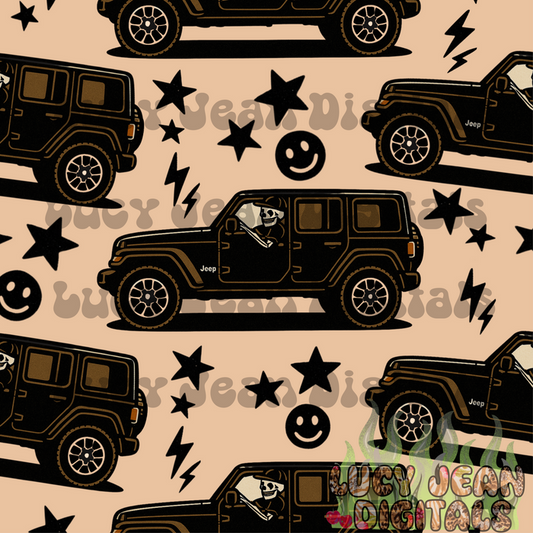 Black Skeleton Car Seamless File