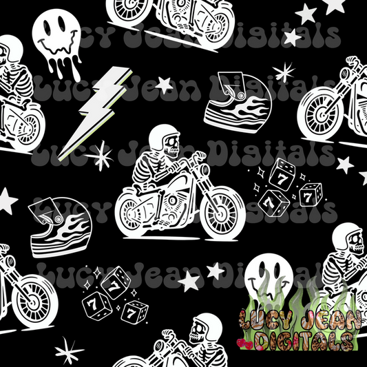 Black Skeleton motorcycle Seamless File