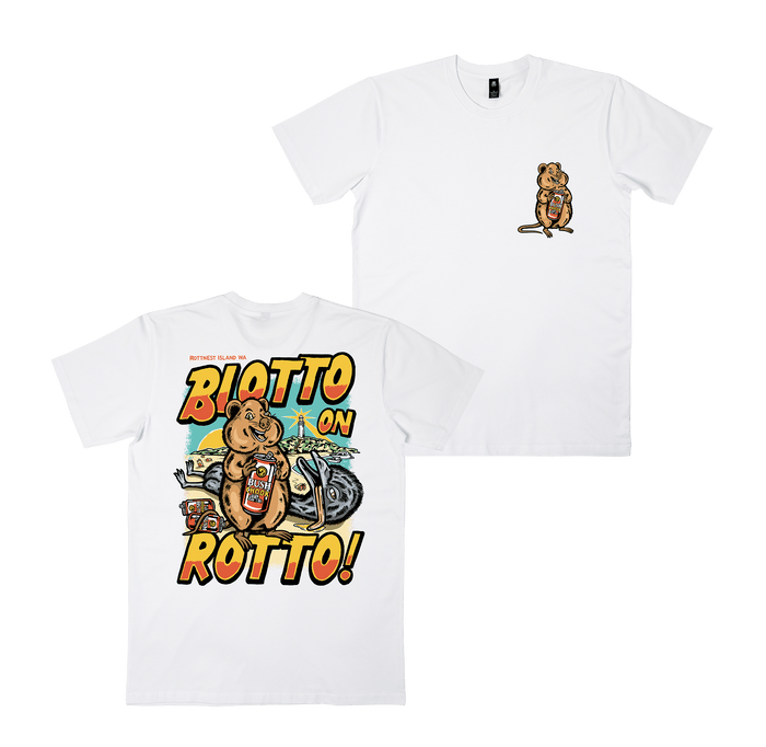 Blotto on Rotto 2 Tee White T-Shirt Bush Chook