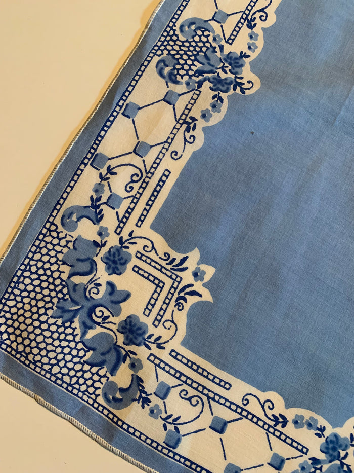 Blue Asian Print Handkerchief circa 1950s