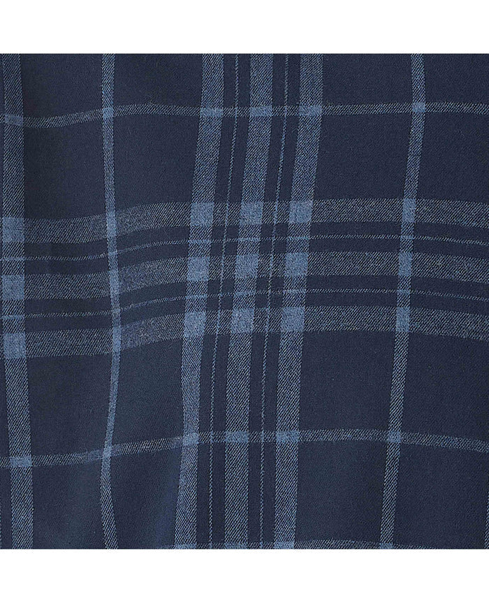 Men's Blue Brushed Cotton Check Classic Fit Button-Down Casual Shirt fabric detail