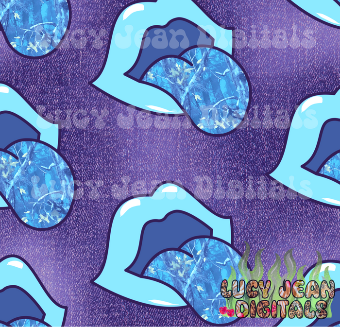 Blue Camo Lips Denim Seamless File