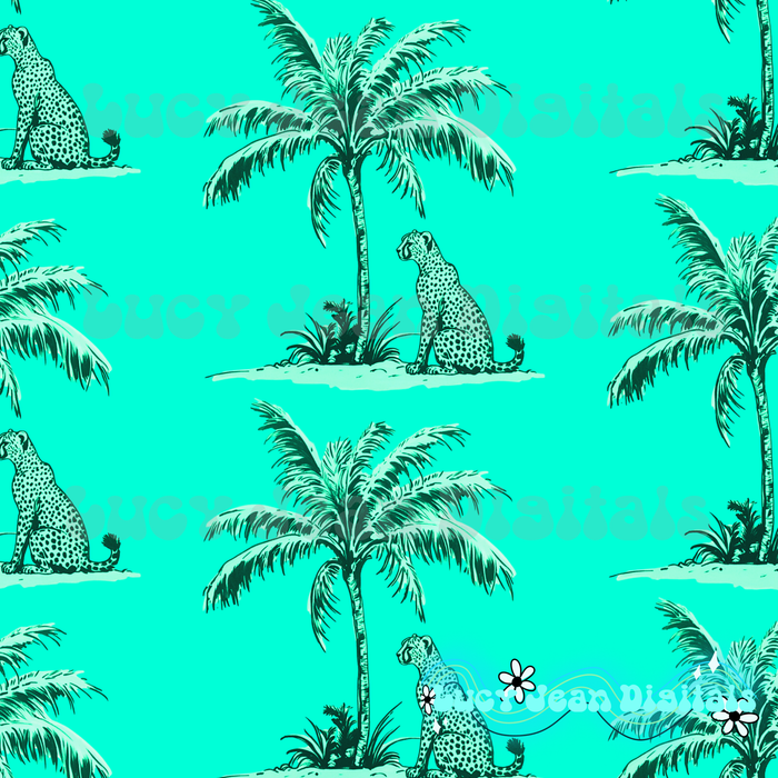 Blue cheetah Palm tree Seamless File