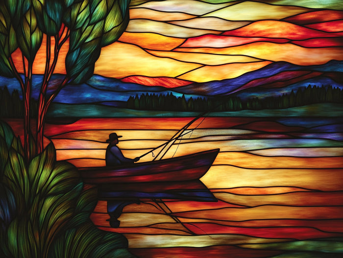 Boat On A Calm Lake At Sunset