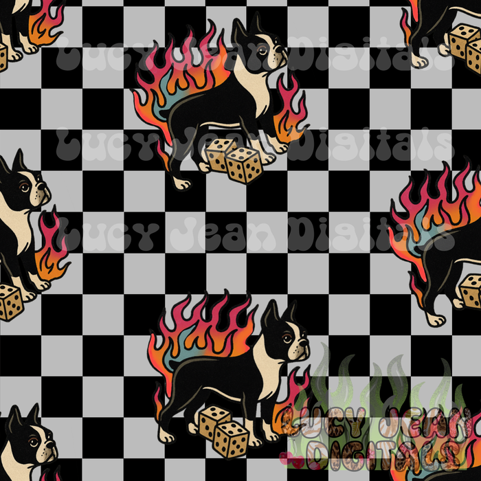 Boston Terrier Checkered Seamless File