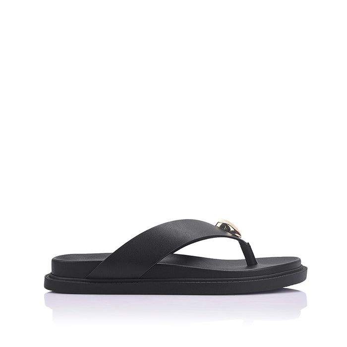 Bri Footbed Thongs - Black