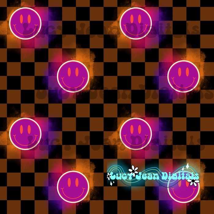 Brown Checkered Smiley Seamless File