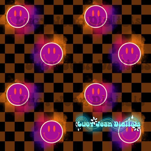Brown Checkered Smiley Seamless File