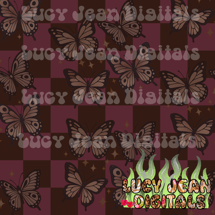 Burgundy Butterflies Seamless File