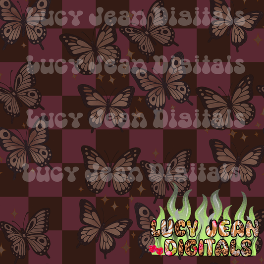 Burgundy Butterflies Seamless File
