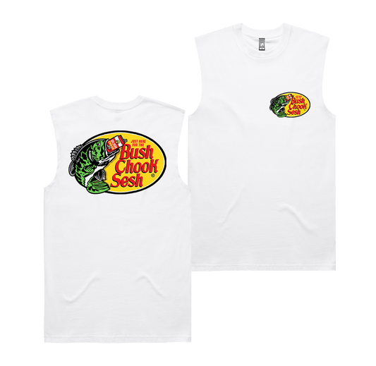 Bush Pro Muscle Tee White Muscle Bush Chook