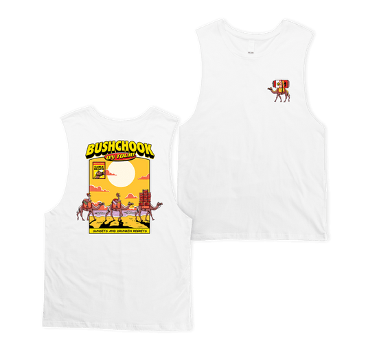 Cable Beach Muscle Tee White Muscle Bush Chook
