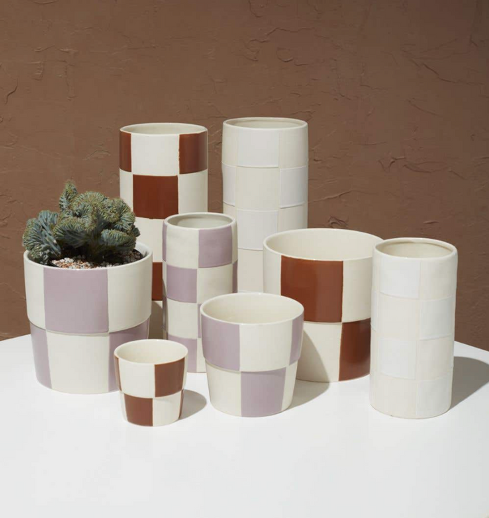 Checkerboard Pot: Purple