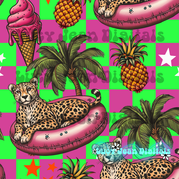 Cheetah Floaties neon seamless file