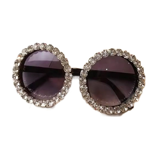 Cher- the Round Rhinestone Frame Sunglasses 3 Colorws