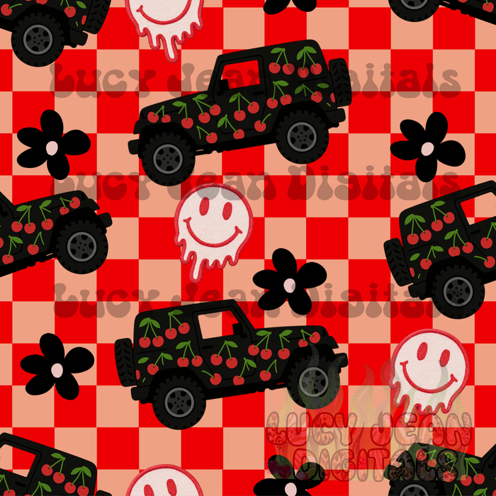 Cherry checkered car Seamless File